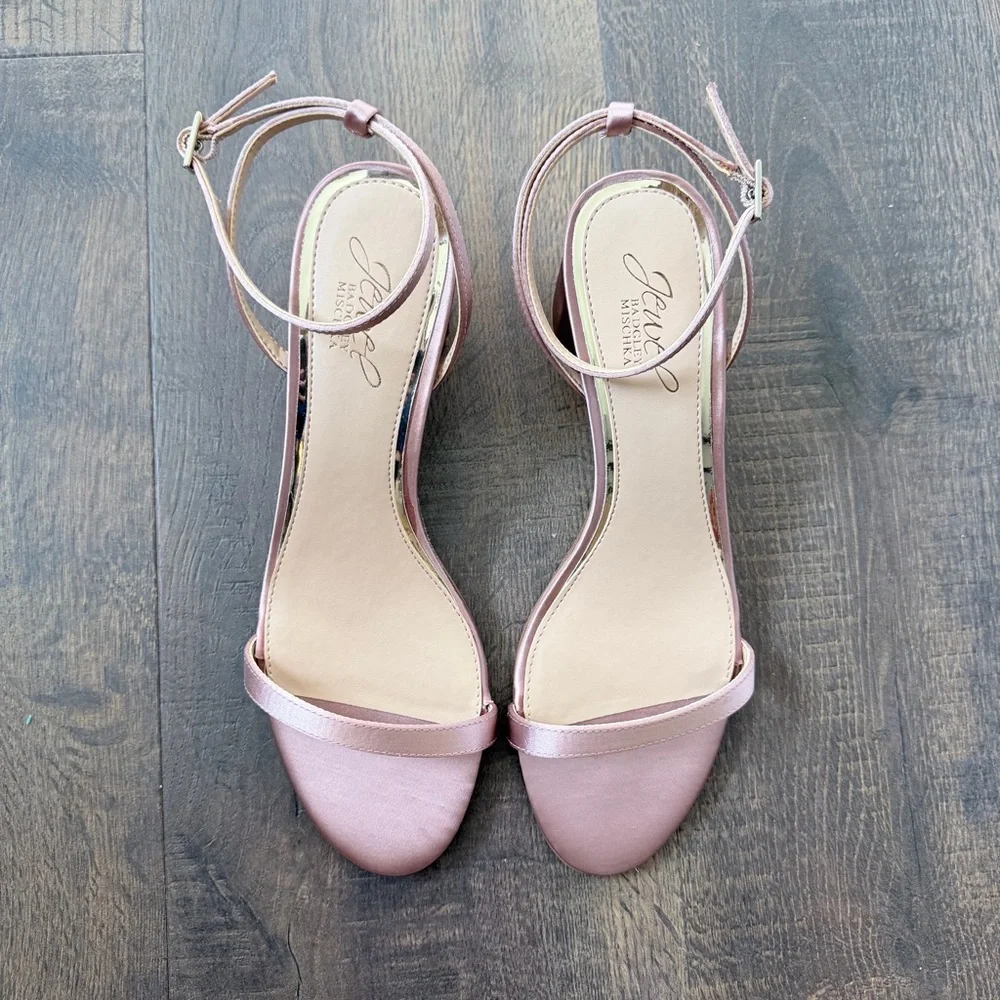 NEW Jewel By Badgley Mischka Danni II Heels | Blush Satin | Size: 8 - Picture 3 of 9